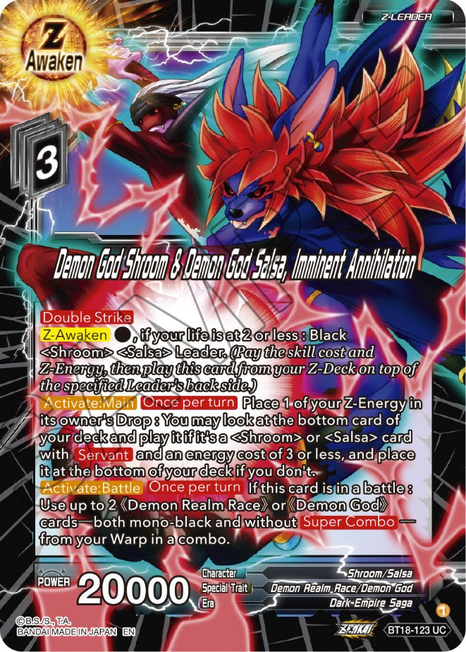 Demon God Shroom & Demon God Salsa, Imminent Annihilation (BT18-123) [Dawn of the Z-Legends] Dragon Ball Super