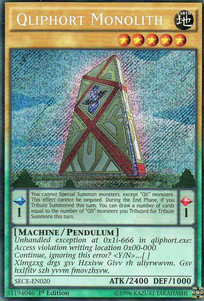 Qliphort Monolith [SECE-EN020] Secret Rare Yu-Gi-Oh!