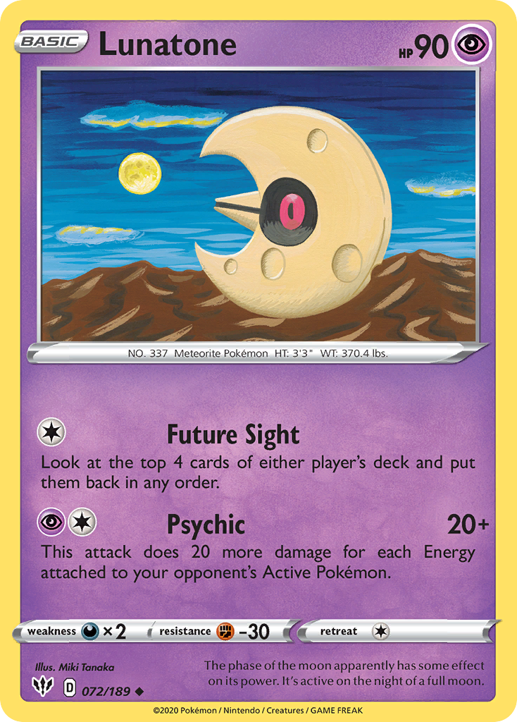Lunatone (072/189) [Sword & Shield: Darkness Ablaze] Pokémon