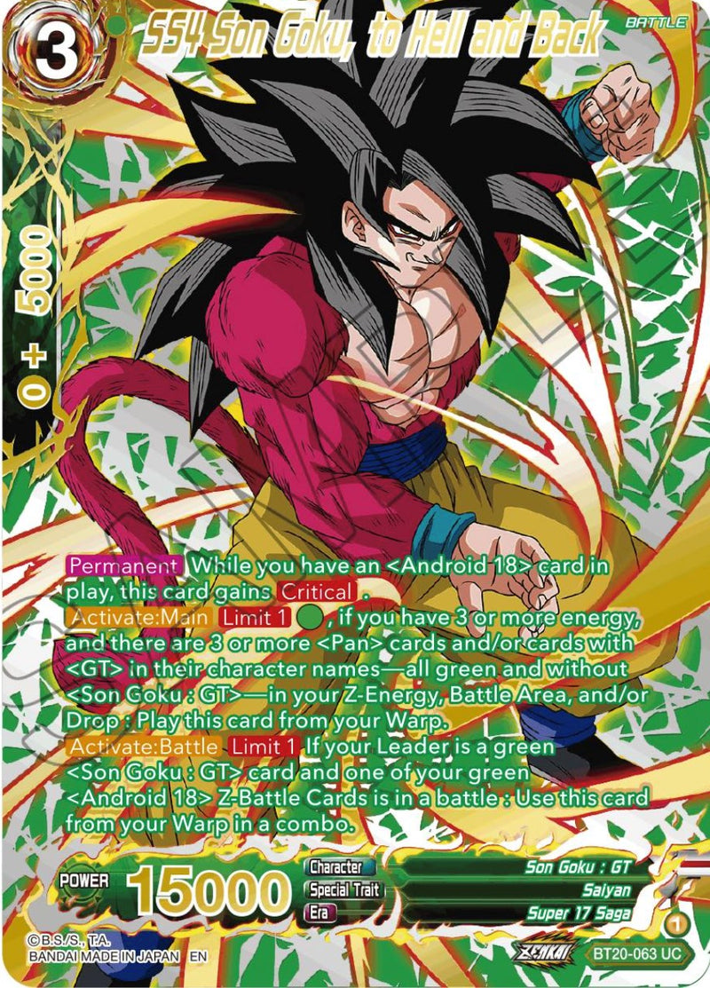SS4 Son Goku, to Hell and Back (Gold-Stamped) (BT20-063) [Power Absorbed] Dragon Ball Super