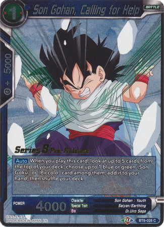 Son Gohan, Calling for Help (BT8-028_PR) [Malicious Machinations Prerelease Promos] Dragon Ball Super