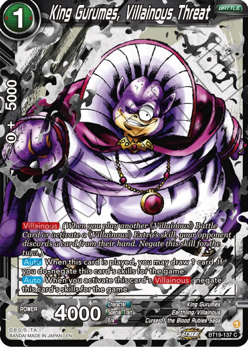 King Gurumes, Villainous Threat (BT19-137) [Fighter's Ambition] Dragon Ball Super