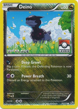 Deino (97/113) (League Promo 2nd Place) [Black & White: Legendary Treasures] Pokémon