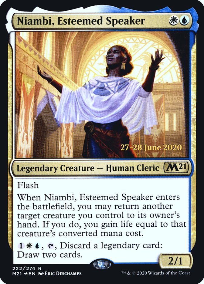 Niambi, Esteemed Speaker [Core Set 2021 Prerelease Promos] Magic: The Gathering