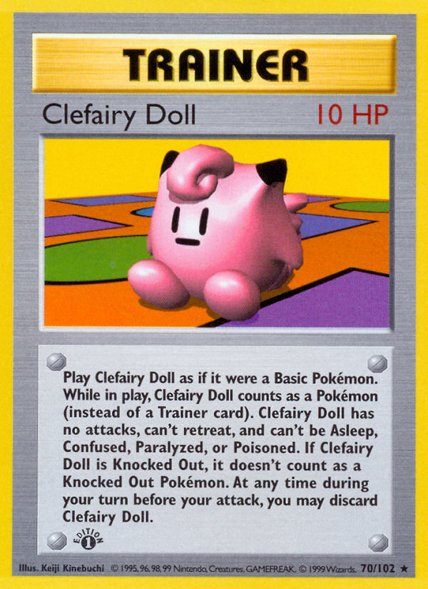 Clefairy Doll (70/102) (Shadowless) [Base Set 1st Edition] Pokémon