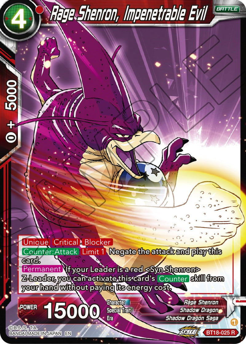 Rage Shenron, Impenetrable Evil (BT18-025) [Dawn of the Z-Legends] Dragon Ball Super