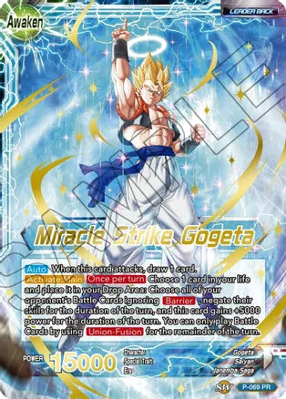 Son Goku & Vegeta // Miracle Strike Gogeta (Gold Stamped) (P-069) [Mythic Booster] Dragon Ball Super