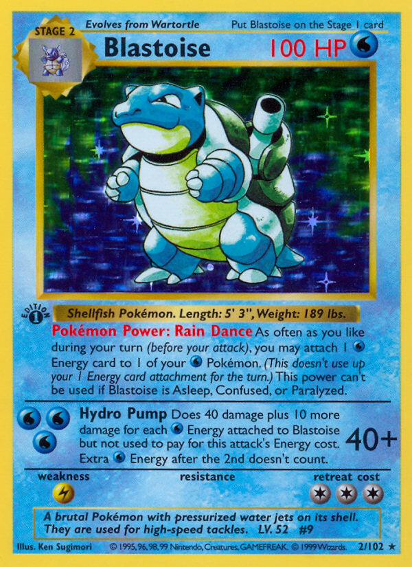 Blastoise (2/102) (Shadowless) [Base Set 1st Edition] Pokémon