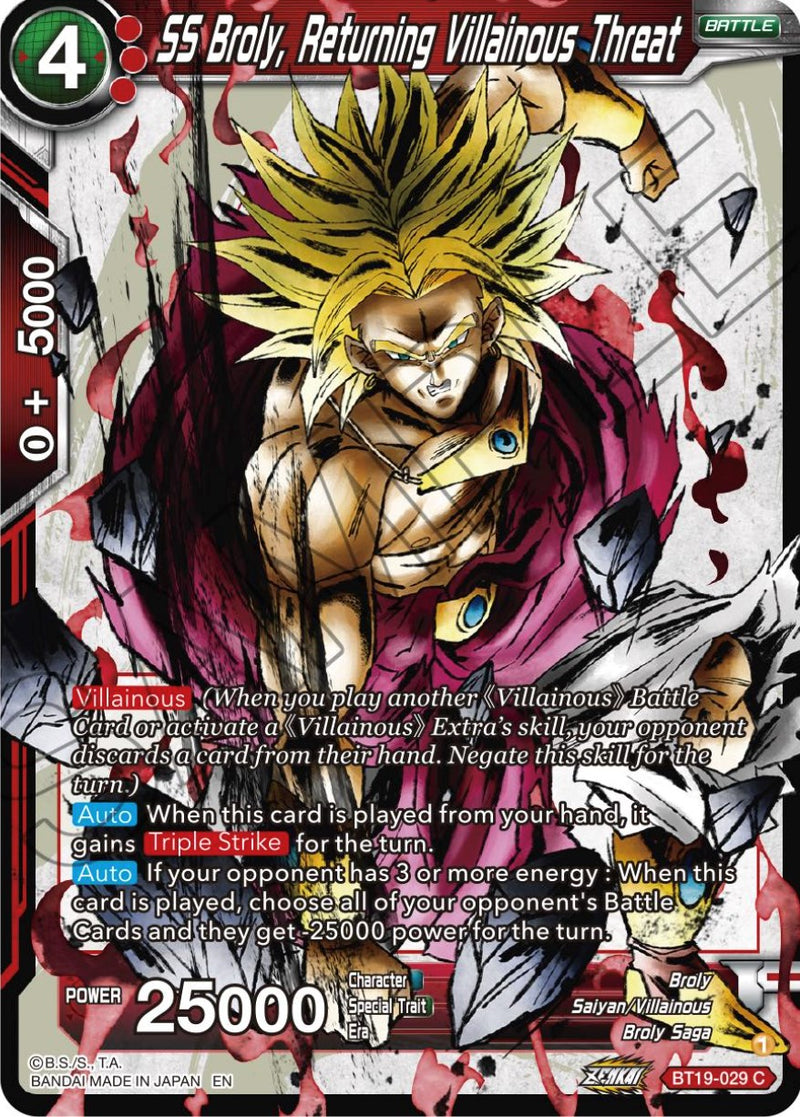 SS Broly, Returning Villainous Threat (BT19-029) [Fighter's Ambition] Dragon Ball Super