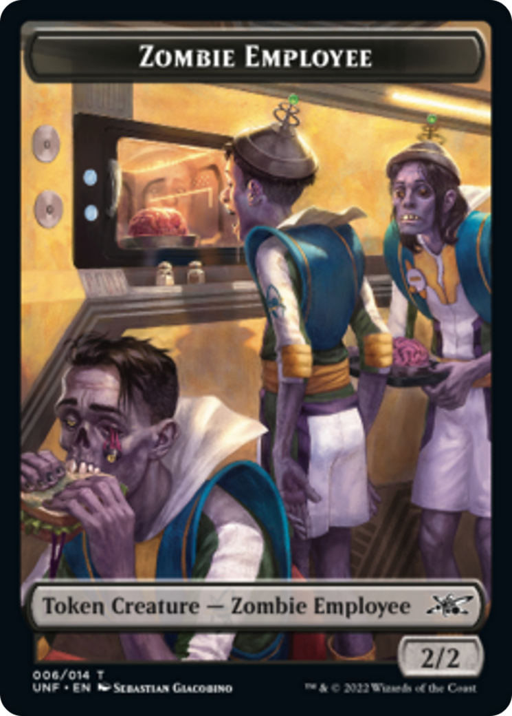 Zombie Employee // Food (010) Double-Sided Token [Unfinity Tokens] Magic: The Gathering