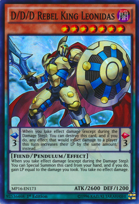 D/D/D Rebel King Leonidas [MP16-EN173] Super Rare Yu-Gi-Oh!