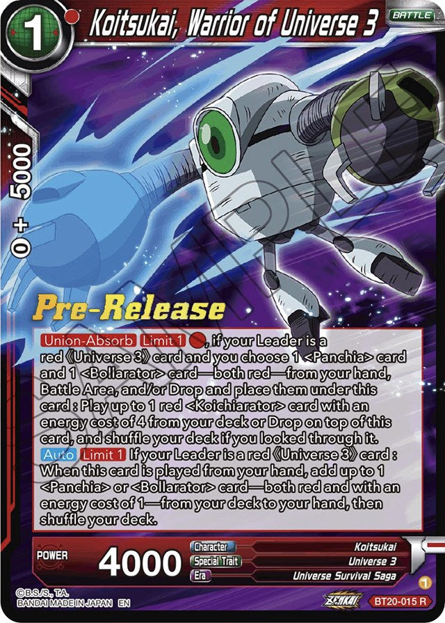 Koitsukai, Warrior of Universe 3 (BT20-015) [Power Absorbed Prerelease Promos] Dragon Ball Super