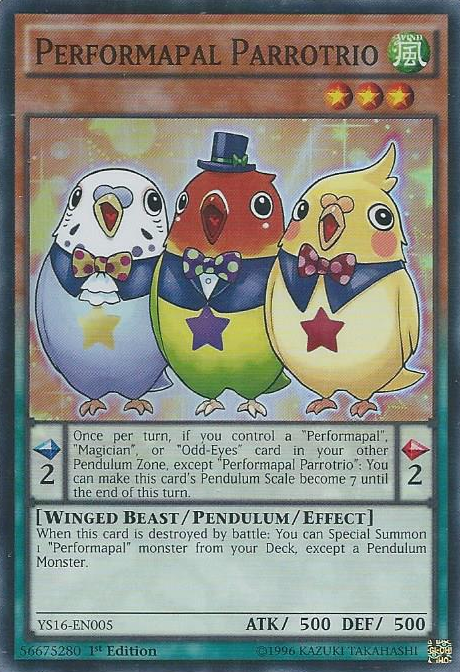 Performapal Parrotrio [YS16-EN005] Super Rare Yu-Gi-Oh!