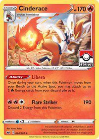 Cinderace (034/202) (League Promo) [Sword & Shield: Base Set] Pokémon