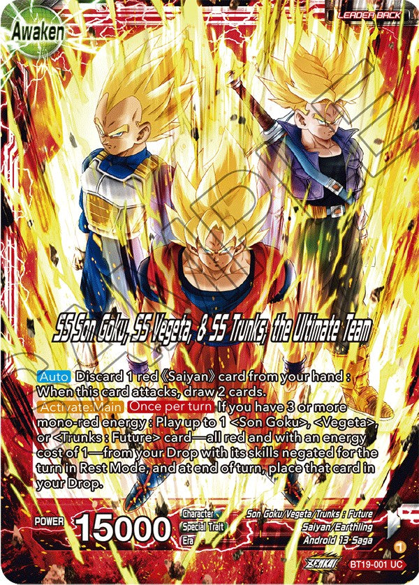 Son Goku & Vegeta & Trunks // SS Son Goku, SS Vegeta, & SS Trunks, the Ultimate Team (BT19-001) [Fighter's Ambition] Dragon Ball Super