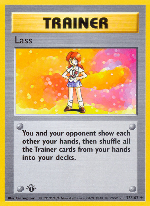 Lass (75/102) (Shadowless) [Base Set 1st Edition] Pokémon