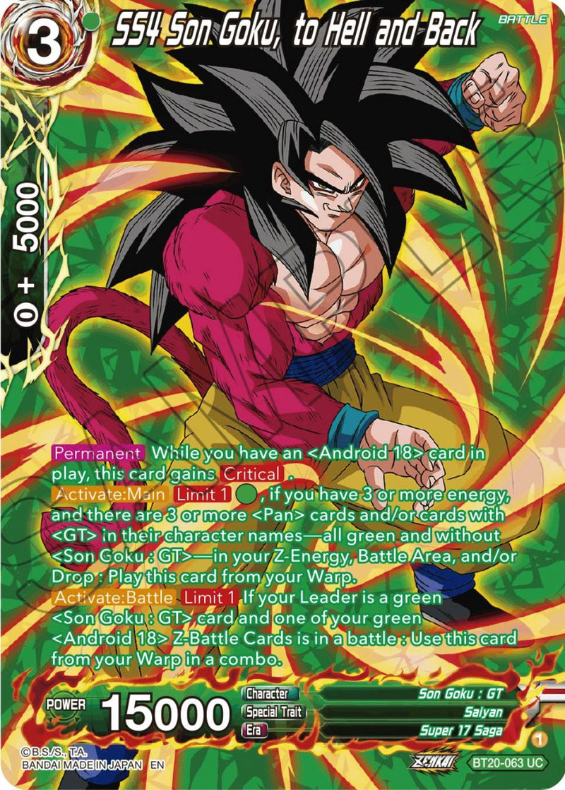 SS4 Son Goku, to Hell and Back (Silver Foil) (BT20-063) [Power Absorbed] Dragon Ball Super