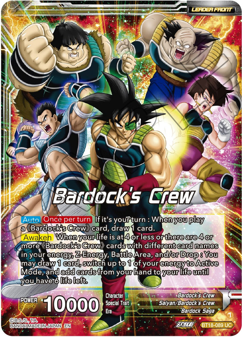 Bardock's Crew // Bardock, Inherited Will (BT18-089) [Dawn of the Z-Legends] Dragon Ball Super