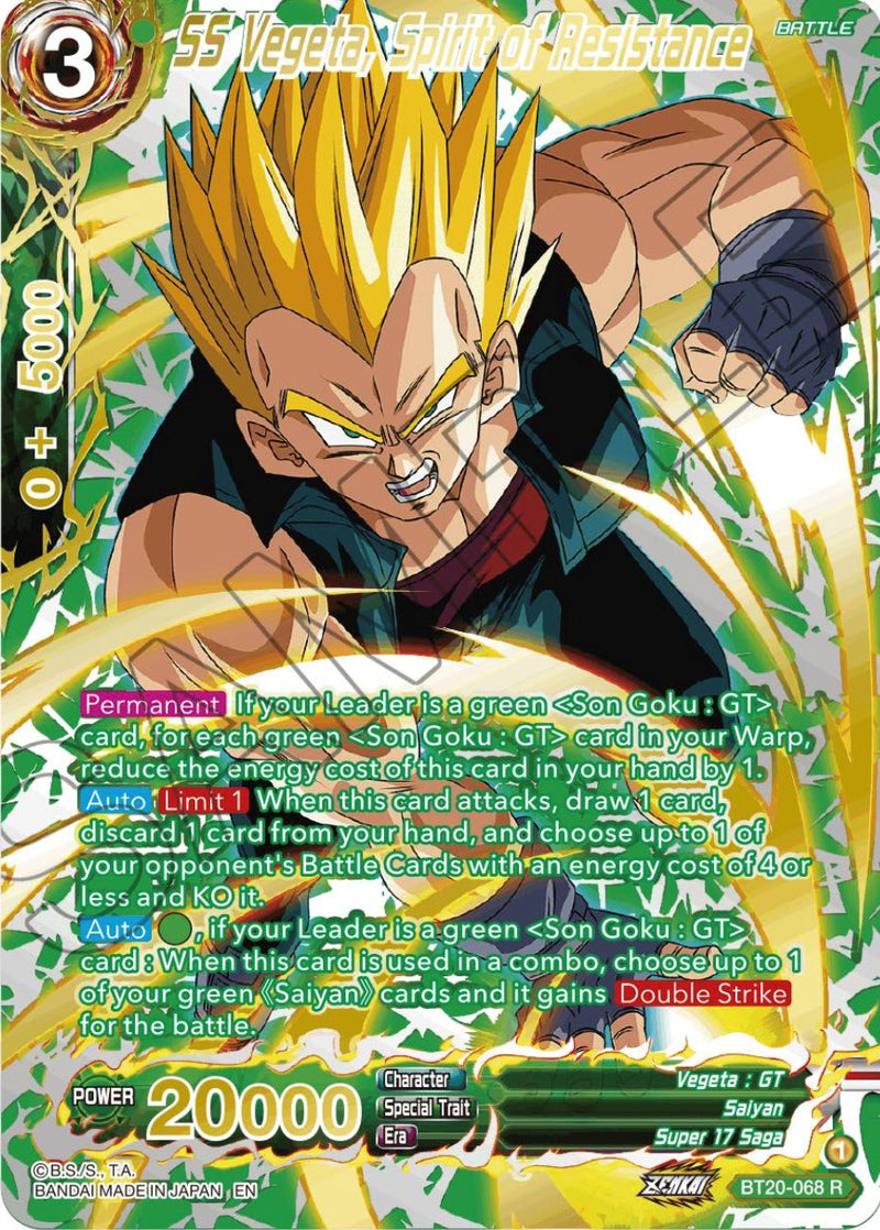 SS Vegeta, Spirit of Resistance (Gold-Stamped) (BT20-068) [Power Absorbed] Dragon Ball Super