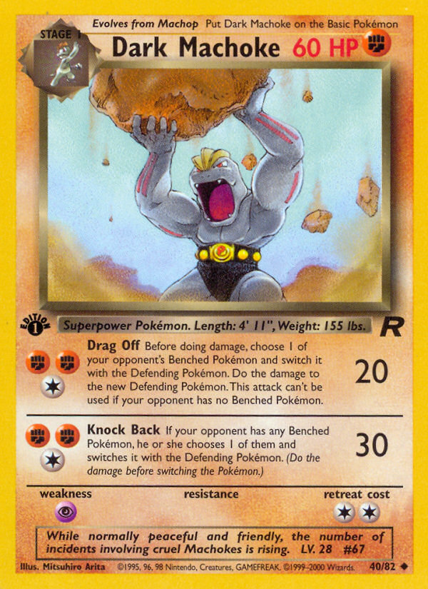 Dark Machoke (40/82) [Team Rocket 1st Edition] Pokémon