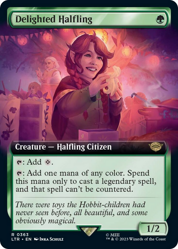 Delighted Halfling (Extended Art) [The Lord of the Rings: Tales of Middle-Earth] Magic: The Gathering