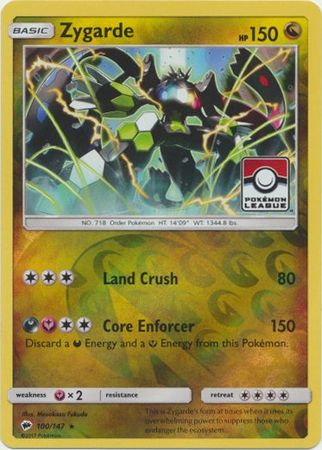 Zygarde (100/147) (League Promo) [Sun & Moon: Burning Shadows] Pokémon