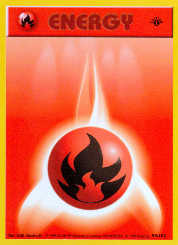 Fire Energy (98/102) (Shadowless) [Base Set 1st Edition] Pokémon