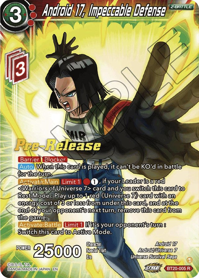 Android 17, Impeccable Defense (BT20-005) [Power Absorbed Prerelease Promos] Dragon Ball Super