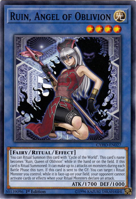 Ruin, Angel of Oblivion [CYHO-EN027] Common Yu-Gi-Oh!