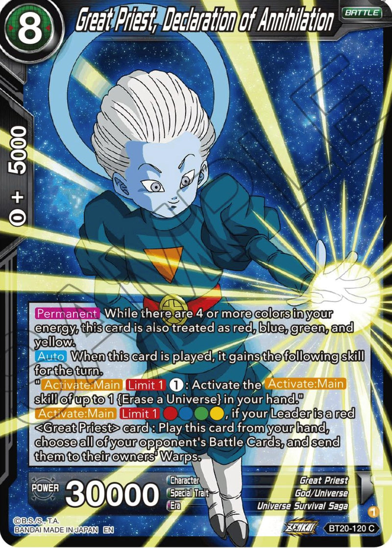 Great Priest, Declaration of Annihilation (BT20-120) [Power Absorbed] Dragon Ball Super