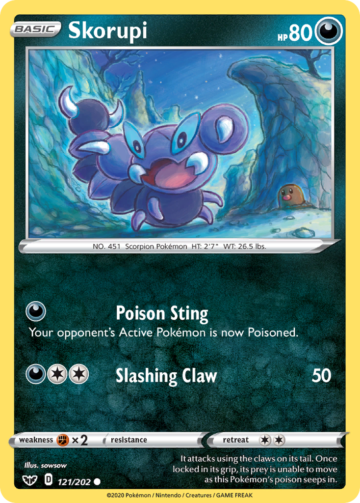 Skorupi (121/202) [Sword & Shield: Base Set] Pokémon