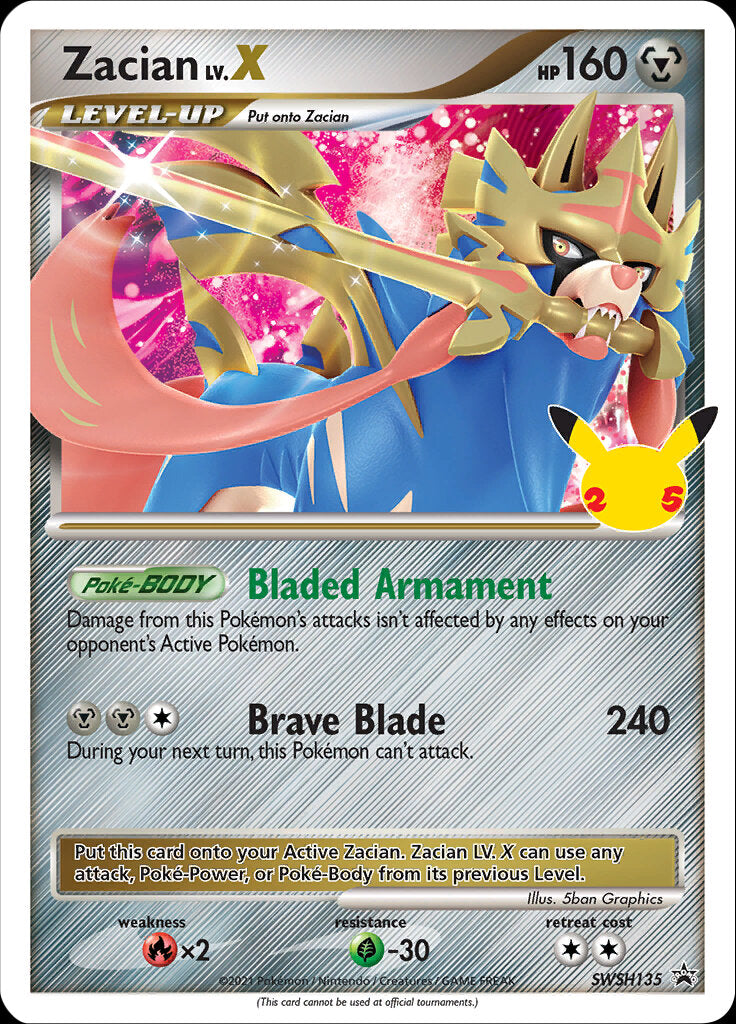 Zacian LV.X (SWSH135) (Celebrations) [Sword & Shield: Black Star Promos] Pokémon