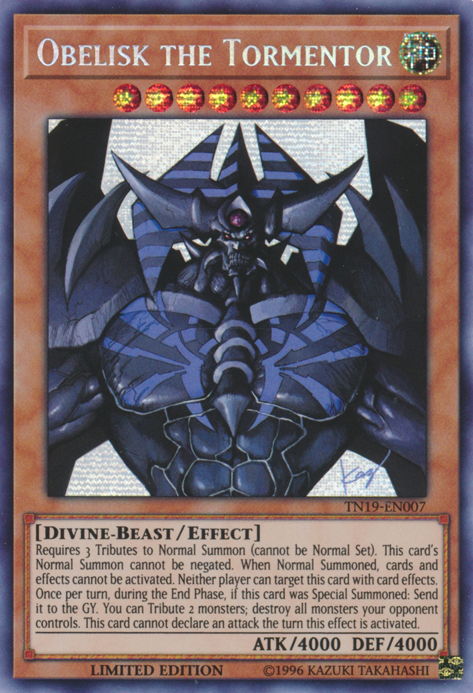 Obelisk the Tormentor [TN19-EN007] Prismatic Secret Rare Yu-Gi-Oh!