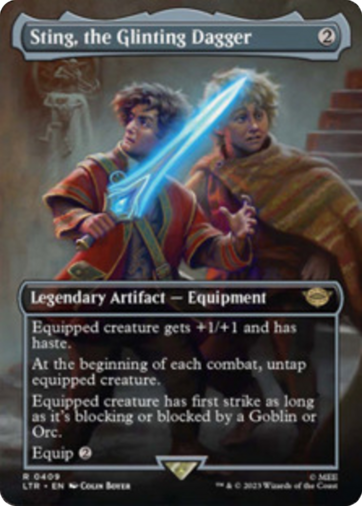 Sting, the Glinting Dagger (Borderless Alternate Art) [The Lord of the Rings: Tales of Middle-Earth] Magic: The Gathering