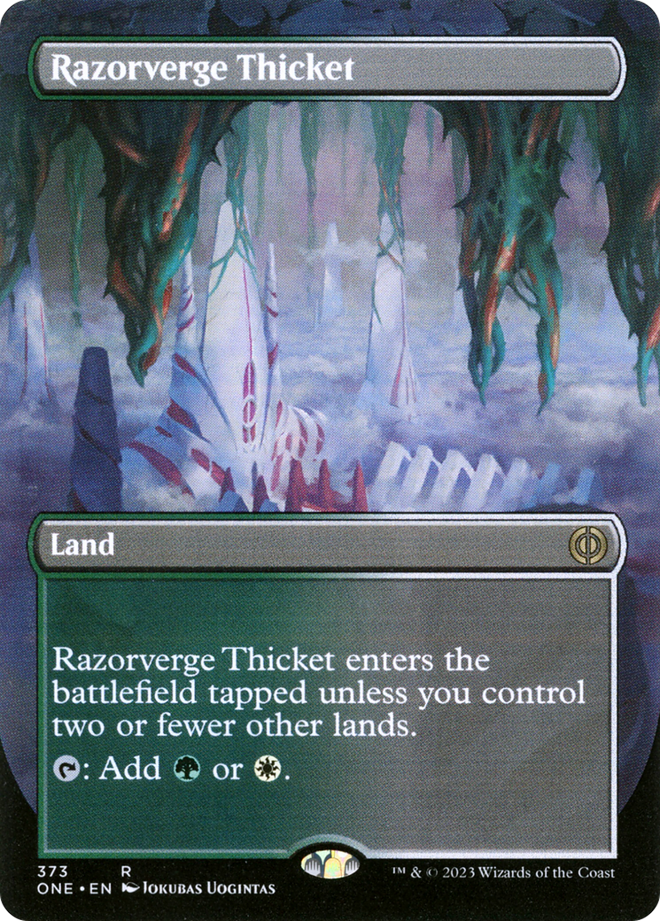 Razorverge Thicket (Borderless Alternate Art) [Phyrexia: All Will Be One] Magic: The Gathering