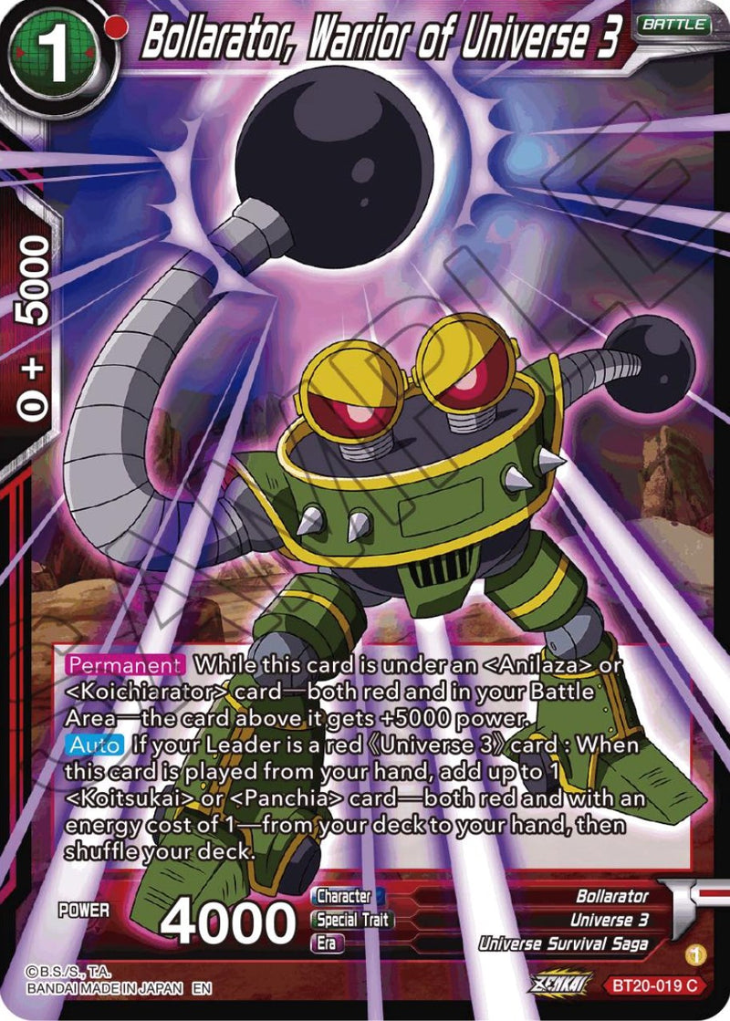 Bollarator, Warrior of Universe 3 (BT20-019) [Power Absorbed] Dragon Ball Super