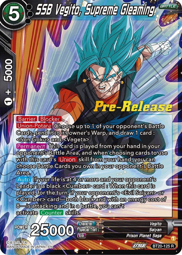 SSB Vegito, Supreme Gleaming (BT20-125) [Power Absorbed Prerelease Promos] Dragon Ball Super