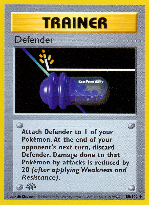 Defender (80/102) (Shadowless) [Base Set 1st Edition] Pokémon