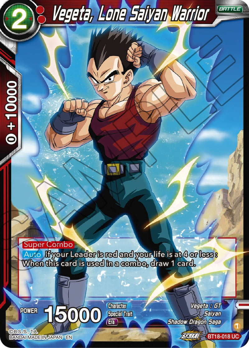 Vegeta, Lone Saiyan Warrior (BT18-018) [Dawn of the Z-Legends] Dragon Ball Super