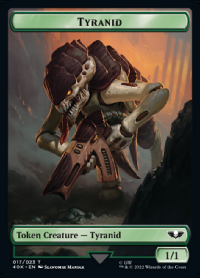 Tyranid (017) // Tyranid Warrior Double-Sided Token (Surge Foil) [Warhammer 40,000 Tokens] Magic: The Gathering