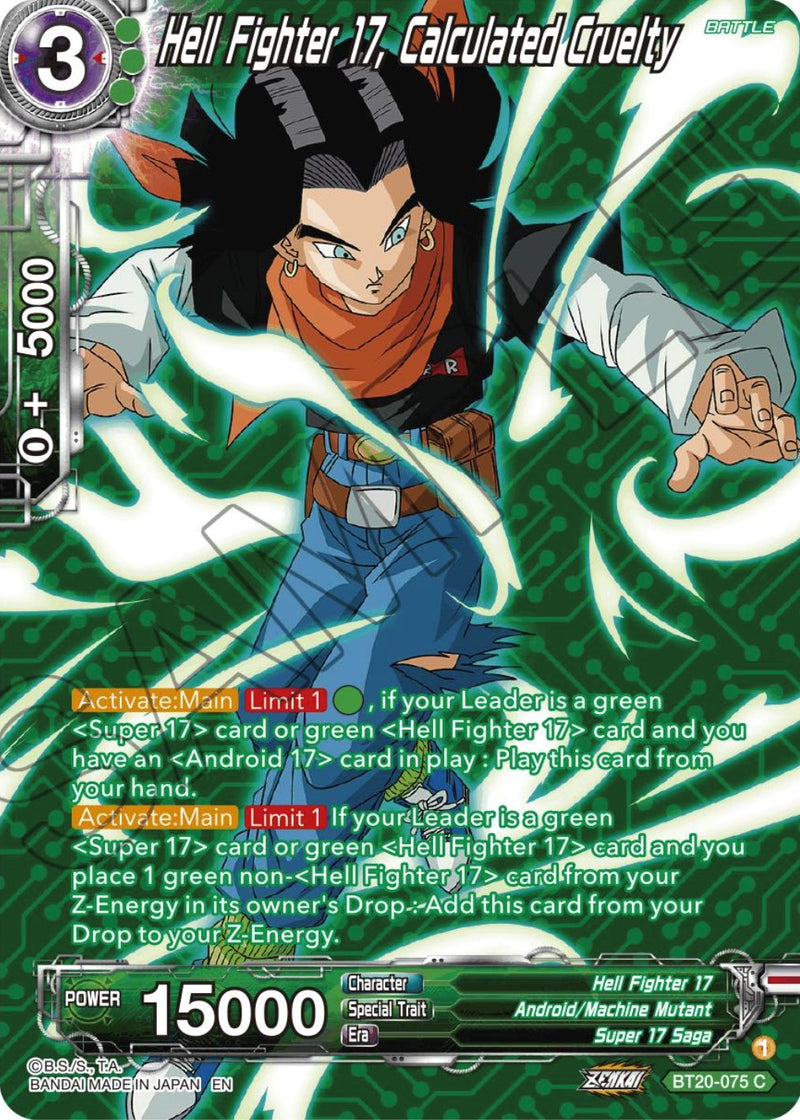 Hell Fighter 17, Calculated Cruelty (Silver Foil) (BT20-075) [Power Absorbed] Dragon Ball Super