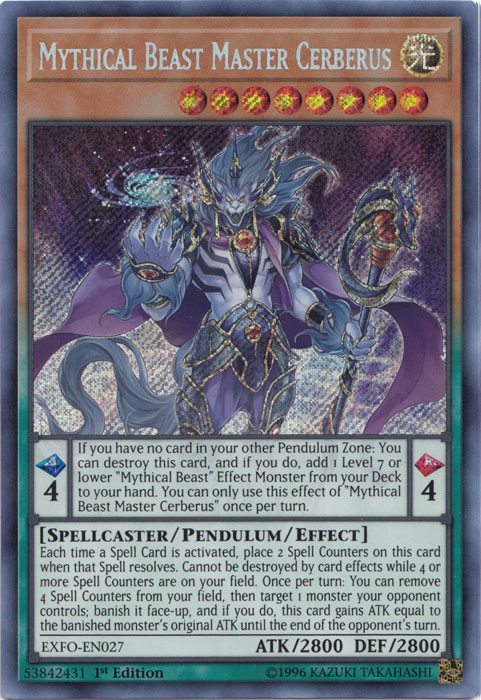 Mythical Beast Master Cerberus [EXFO-EN027] Secret Rare Yu-Gi-Oh!