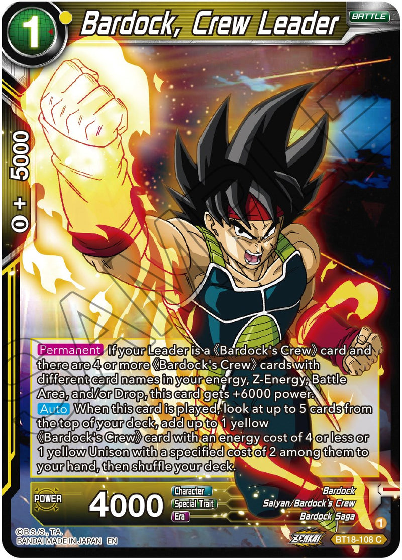 Bardock, Crew Leader (BT18-108) [Dawn of the Z-Legends] Dragon Ball Super