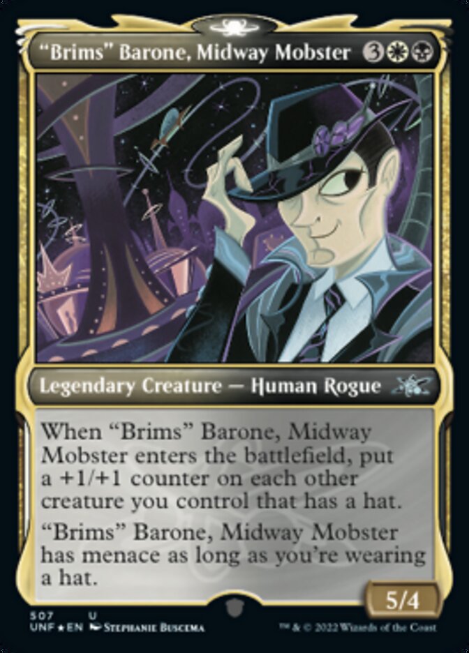 "Brims" Barone, Midway Mobster (Showcase) (Galaxy Foil) [Unfinity] Magic: The Gathering