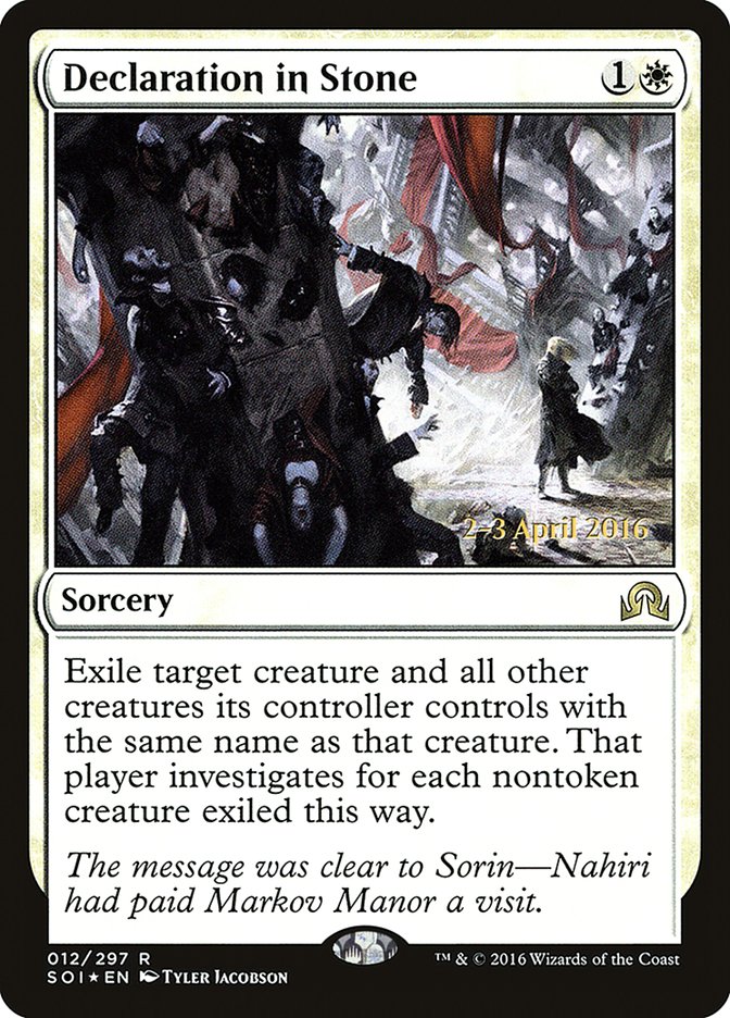 Declaration in Stone [Shadows over Innistrad Prerelease Promos] Magic: The Gathering