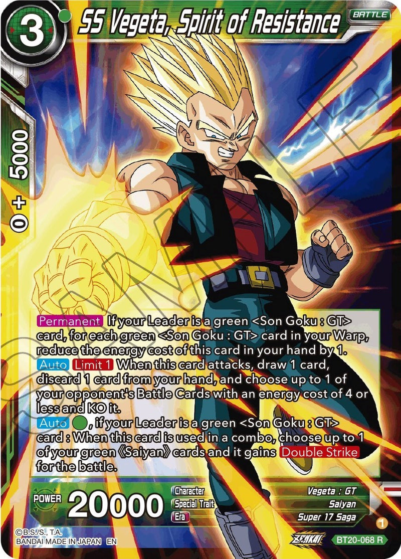 SS Vegeta, Spirit of Resistance (BT20-068) [Power Absorbed] Dragon Ball Super