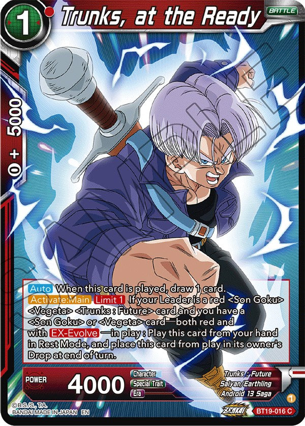 Trunks, at the Ready (BT19-016) [Fighter's Ambition] Dragon Ball Super