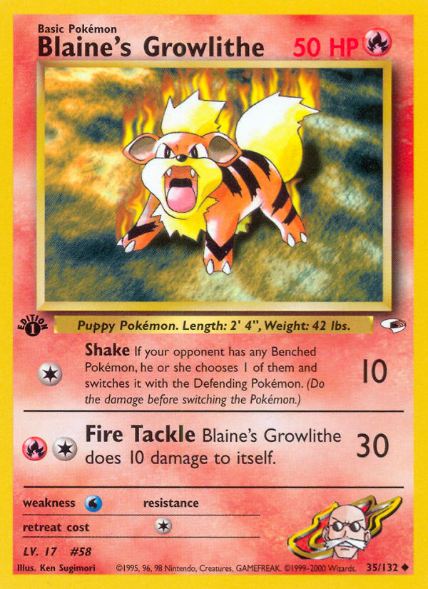 Blaine's Growlithe (35/132) [Gym Heroes 1st Edition] Pokémon