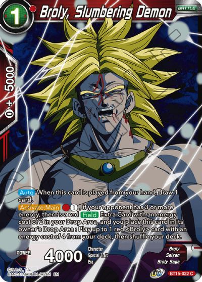 Broly, Slumbering Demon (BT15-022) [Saiyan Showdown] Dragon Ball Super