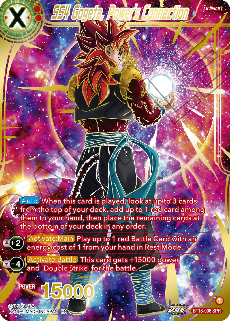 SS4 Gogeta, Power's Connection (SPR) (BT18-006) [Dawn of the Z-Legends] Dragon Ball Super